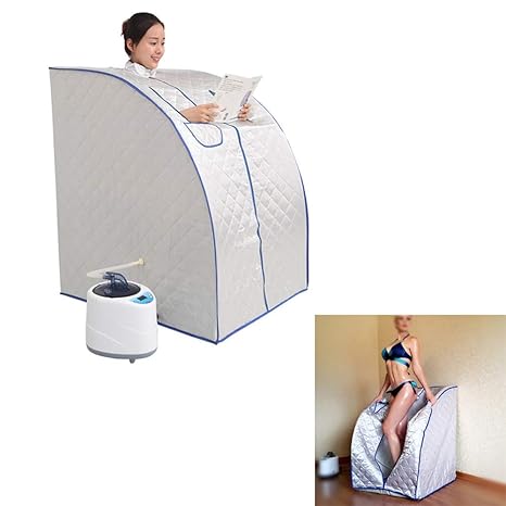 Heim Dampfsauna 1000W 2L Wasserkapazität Zum Entgiftungstherapie Und Verlust-Gewicht Abnimmt, Deine Pore Entspannen Und Müde 