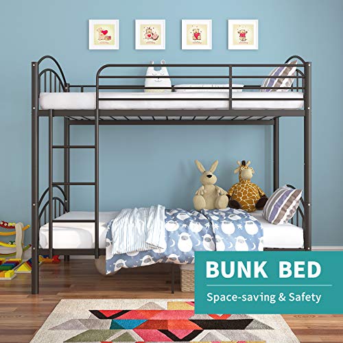 mecor Twin Over Twin Metal Convertible Bunk Bed Sturdy Metal Frame