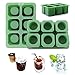 2 Pack Silicone Ice Shot Glass Mold, 6 Cups Square Green Ice Cube Tray, Jelly Tray, Cake Cup Mold, Food Grade Silicone Ice Shot - Green