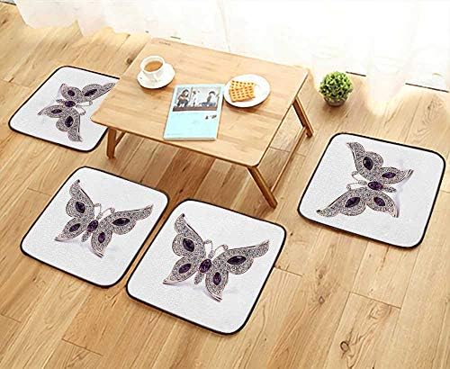 UHOO2018 Home Chair Set Brooch in The Shape Butterfly on a White Background Machine-Washable W21.5 x L21.5/4PCS Set
