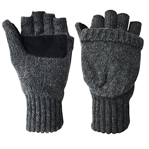 Winter warm wool knitted convertible fingerless gloves with mitte…
