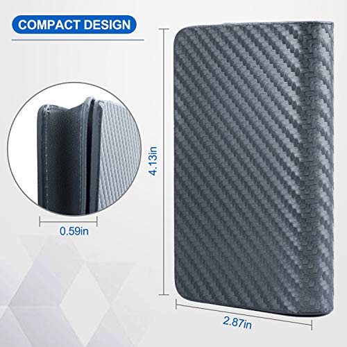 ABRONDA Carbon Fiber Business Card Case,Slim Biz Business Name Card Holder Wallet Credit Card with RFID,ID Case/Holder for Men & Women - Keep Your Business Cards Clean- Silver Gray - Thumbnail 2
