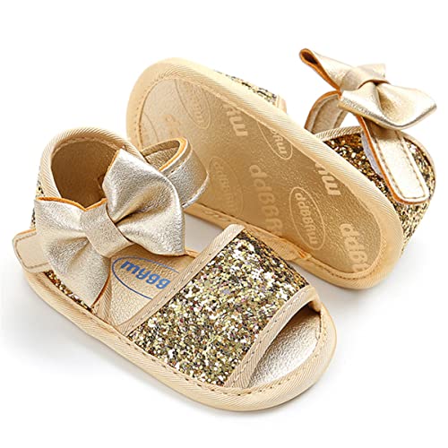 LAFEGEN Baby Girl Summer Sandals Non Slip Soft Sole T-Strap Infant Toddler First Walkers Crib Dress Shoes 3-18 Months