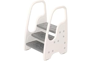 WIIFO Toddler Step Stool for Bathroom Sink,Adjustable 3 Step Stool for Kids,Kitchen Standing Tower,Children Learning Helper Stool with Safety Handles and Non-Slip Pads,Grey