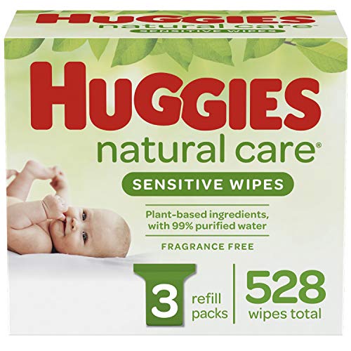 HUGGIES Natural Care Baby Wipes, 3 Packs, 528 Total Wipes