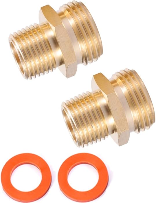 Kbrotech 3/4”GHT Male x 1/2”NPT Male Connector,Brass Garden Hose Adapter,Brass Garden Hose to Pipe NPT Fitting Connect,Double Male Thread Size GHT 3/4 x 1/2 NPT 2pcs (3/4”GHT Male x 1/2”NPT Male)