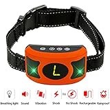 PETOWN [New 2018 Version Flashing Lights] Bark Collar with Upgraded Smart Chip - Best Intelligent Dog Shock, Beep Anti-Barking Collar. No Bark Control for Medium/Large Dogs (Orange)