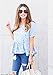 MakeMeChic Women's Ruffle Hem Floral Blouse Short Sleeve Babydoll Top 1-Blue L