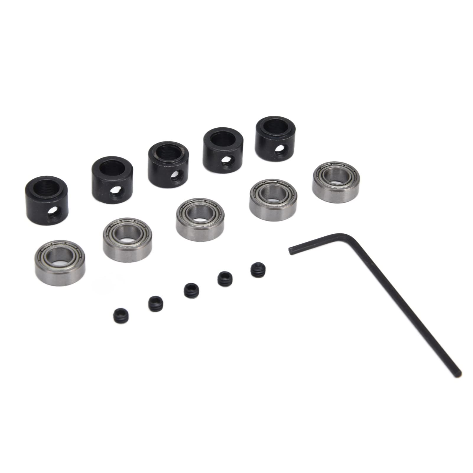 QITERSTAR Router Bit Bearing Set, 1/2 inch, Steel, Straight Cut, 5 Set for Woodworking Milling Cutter Repair Accessory