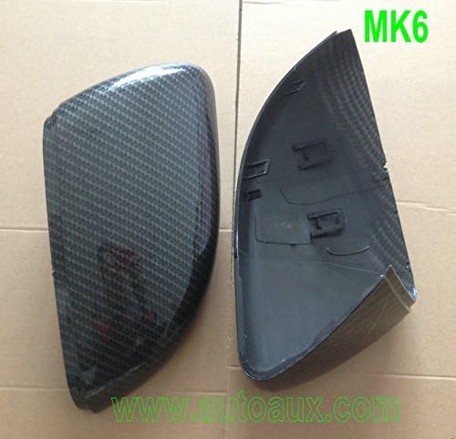 LONGATE One pair of Hydro-dipped ABS Side Mirror Cover Caps Cases 1:1 Direct Replacement (Carbon Fibre Effect) Fit VW Volkswagen Golf Gti MK6 6 External (MK6)