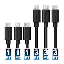 Sabrent [6-Pack] 22AWG Premium Micro USB Cables (X3-3ft + X3-1ft) High Speed USB 2.0 A Male to Micro B Sync and Charge Cables [Black] (CB-U631)
