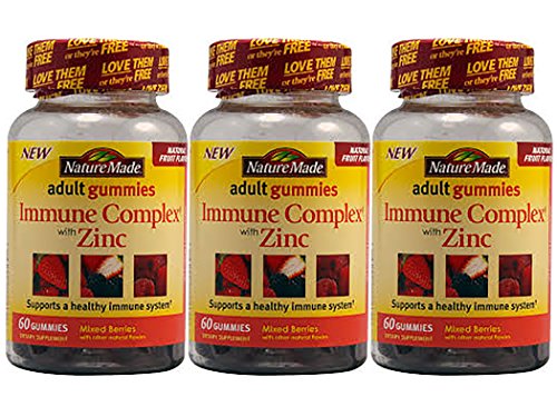 Nm Immune Cmplx Adult Gum Size 60ct Pv Immune Complex W/Zinc Adult Gummies Pack of 3