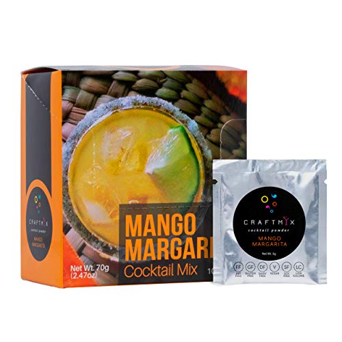 Low Calorie, Low Carb, Low Sugar Cocktail Mix | All Natural, Organic Gluten Free, Vegan Drink Mixers for Liquor or Non-Alcoholic Beverages | 10 Single-Serving Packets by Craftmix (Mango Margarita)