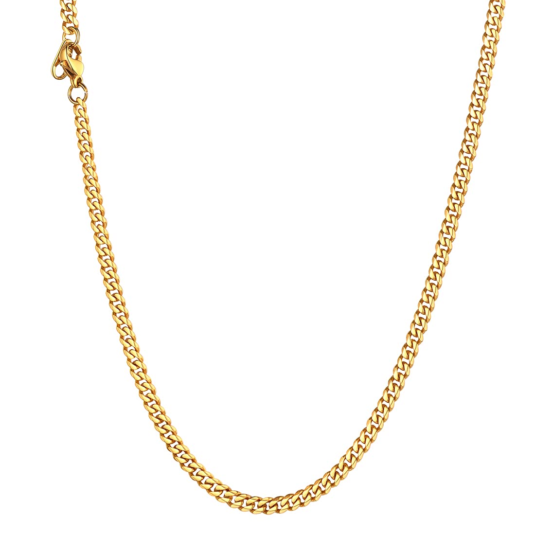 U7 Men Cuban Chain Necklace, 3mm Width 14" 35cm Length, Women Gold Chains Stainless Thin Necklaces Curb Link, Sturdy Waterproof Womens Mens Jewellery for Layering or Pendant, Gift for Boyfriend