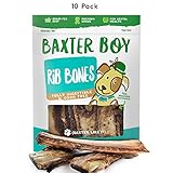 Baxter Boy Premium Roasted Beef Ribs Dog Bone Treats Chews (10 Pack) - 7" Long All Natural Gourmet Dog Treat Chews - Delicious Smoked Beef Flavor