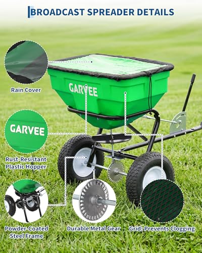 Garvee 130LBS Tow Behind Broadcast Spreader, Universal Hook Garden Spreader photo 8