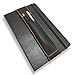 QUIVER Pen Holder For Notebooks|Stylus Holder For Tablets|Elastic/Reusable/Non-Adhesive|For Use With Moleskine/Leuchtturm1917/Rhodia & iPad Mini 1/2/3/4 8-8.5 Inches(Black Leather/Orange Stitching)