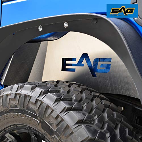 EAG Rear Inner Fender Liner Kit Silver Aluminum Fit for 0718 Wrangler