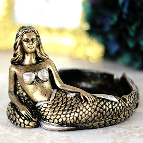 Vintage Fashion Creative Unique Resin Mermaid Ashtray Ornaments Table Ashtray Cigar Ash Tray Home Decoration DÃ©cor Crafts Gifts (gold)