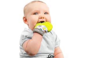 bblüv - Glüv – Food Grade Silicone Baby Teething Mitt with Opposable Thumb, Baby Teether with Stimulating Pattern for Self So