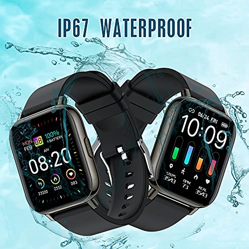 Montre Connectée Homme Femme 1,69\'\'Smartwatch Moniteur Sommeil/Fréquence Cardiaque Montre Sport 24 Modes Bracelet Connecté Etanche IP67 Montre Intelligente Podomètre Chronometre pour iOS Android