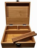 Wood Stash Box with Rolling Tray - Large Decorative Box 7 x 7 Storage Box with Shelf Wooden Latch Box
