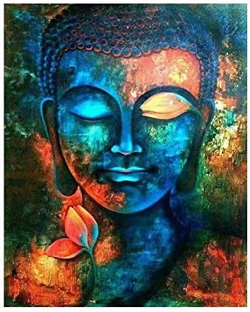 YOMIA Religious Buddhism Cross Stitch Oil Paint by Number Kit Diamond Painting Mosaics Colorful Buddha 5D DIY Crystal Diamond Arts Craft Embroidery Pictures for Bedroom