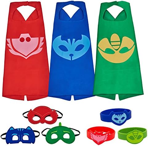 MIJOYEE PJ Masks Costumes For Kids Catboy Owlette Gekko Mask Cape Bracelet