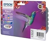 Epson T0807 Multipack Ink Cartridges Black Yellow Cyan Magenta Light Magenta view 3