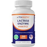 Vitamatic Lactase Enzyme 9000 FCC 240 Tablets - Lactose Intolerance Relief Caplets