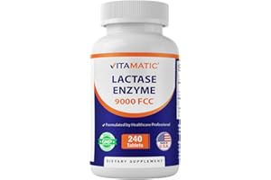 Vitamatic Lactase Enzyme 9000 FCC 240 Tablets - Lactose Intolerance Relief Caplets
