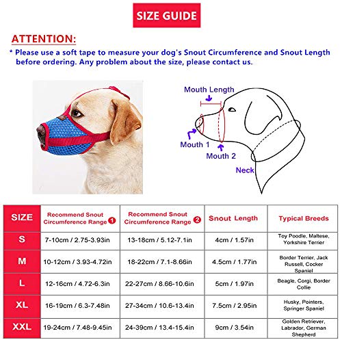 HanDingSM Dog Muzzle,Anti-Biting Secure Fit Breathable Nylon Dog Muzzle Mouth Cover,Anti-Barking Licking Adjustable Air Mesh Pet Muzzle for Small Medium Large Dogs (XL) - Thumbnail 4