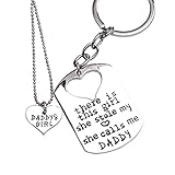 O.RIYA Alloy Father Daughter Keychain & Daddys Girl Necklace Set , Silver Plated