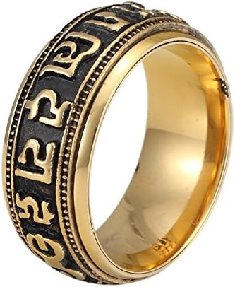 Stainless Steel Buddhist Om Mani Padme Hum Mantra Ring, Size 7-13 (13)
