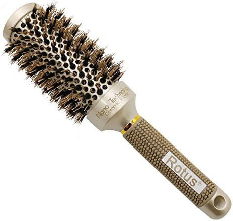 Adofect Nano Technology Thermal Ceramic & lonic Round Barrel Hair Brush with Natural Boar Bristle for Blow Drying, Curling, Styling, Straightening ,1.8 inch