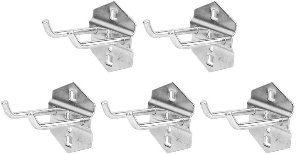 5PCS Double Oblique Hook Galvanized Steel Hardware Storage Rack Hook Perforated Panel Cabinet Rack Wall Garage Tool (50x¢6mm) for Hammers Pliers