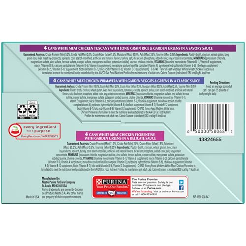 PURINA FANCY FEAST WET CAT FOOD VARIETY PACK, MEDLEYS WHITE MEAT CHICKEN IN SAUCE COLLECTION – (PACK OF 12) 3 OZ. CANS