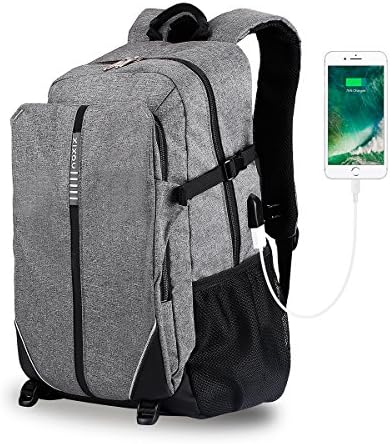 Laptop Backpack, XIXOV Water Resistant Business Backpack with USB Charging Port Under 17 Inch Laptop and Notebook, Grey
