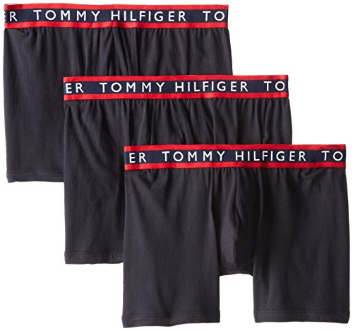 Tommy Hilfiger Men's Underwear 3 Pack Cotton Stretch Boxer Briefs, Black, Medium/32-34