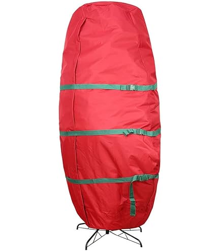 JFBUCF - Sac De Rangement Vertical Pour Sapin De Noël 2.7m - Tissu Oxford Rouge - Avec Fermeture Éclair & Poignées