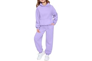 2 Piece Hoodie Sweatsuit Set for Boys Girls Hooded Sweatshirt Jogger Sweatpants Tracksuit Kids Athletic Solid Outfits