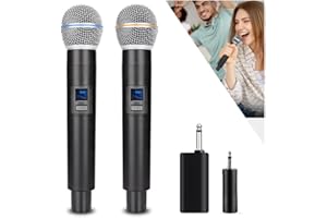 HUACAM 2.4G Wireless Microphone,Dual Microphones for Karaoke, Wireless Dynamic Microphone with Rechargeable Receiver,Plug and Play,Suitable for Speech, Wedding, Church, PA System (W58-2.4g)