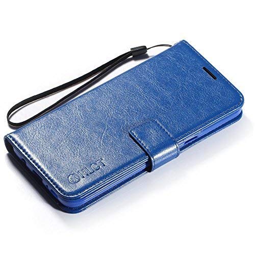 Samsung Galaxy S8 Plus Case, HLCT PU Leather Case, with Soft TPU Protective Bumper, Built-in Kickstand, Cash and Card Pockets (Blue) - Thumbnail 4