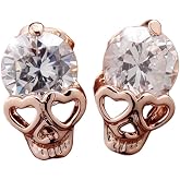 Aissmmeio Punk Cute Skull Studs Womens Gothic Cool Statement Skeleton Jewelry Candy Skull Earrings Halloween Jewelry 1 pair -rose gold