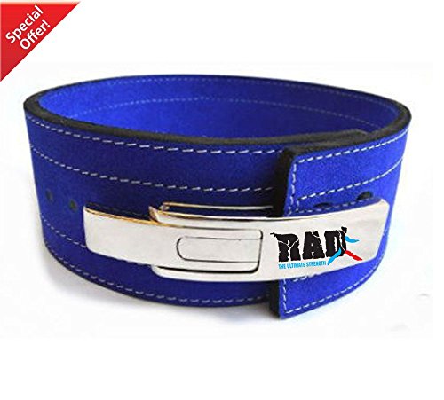 RAD Nubuck Leather Weight Lifting Lever Pro Belt Back Support Gym Training Blue New