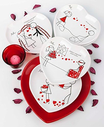 7 Pezzi Piatto Torta Set Di Keramika Con Amore Messaggi Turco Amazon It Casa E Cucina