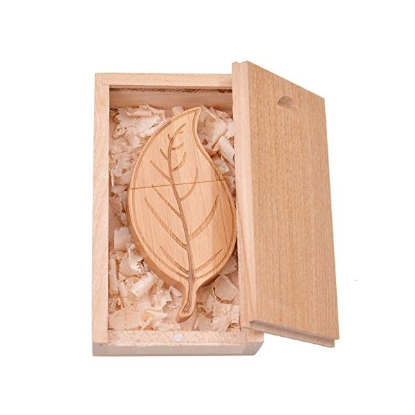 USB Stick 32GB Holz Blatt USB 2.0 Flash Laufwerk mit Walnuss-Box Speicherstick Pendrive Datenablage Memory Stick 32 GB… – Bild 6