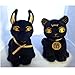 Bundle Deal. Egyptian Plush Black and Gold Bastet Cat & Anubis Stuffed Animal. So Cute!