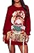 FOXRED Women's Round Neck Long Sleeve Cartoon Printed Loose Tunic Long Shirt