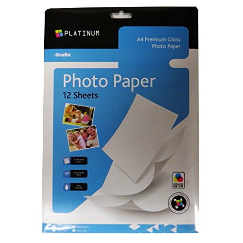 A4 Premium Photo Paper, Grafix Platinum, 220gsm Gloss, 12 Sheets, Size 297mm x 210mm